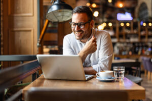 Digital business moments, coffee and online conference