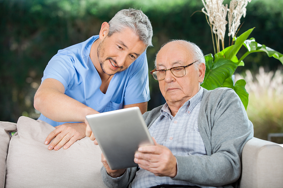 Caretaker with elderly man