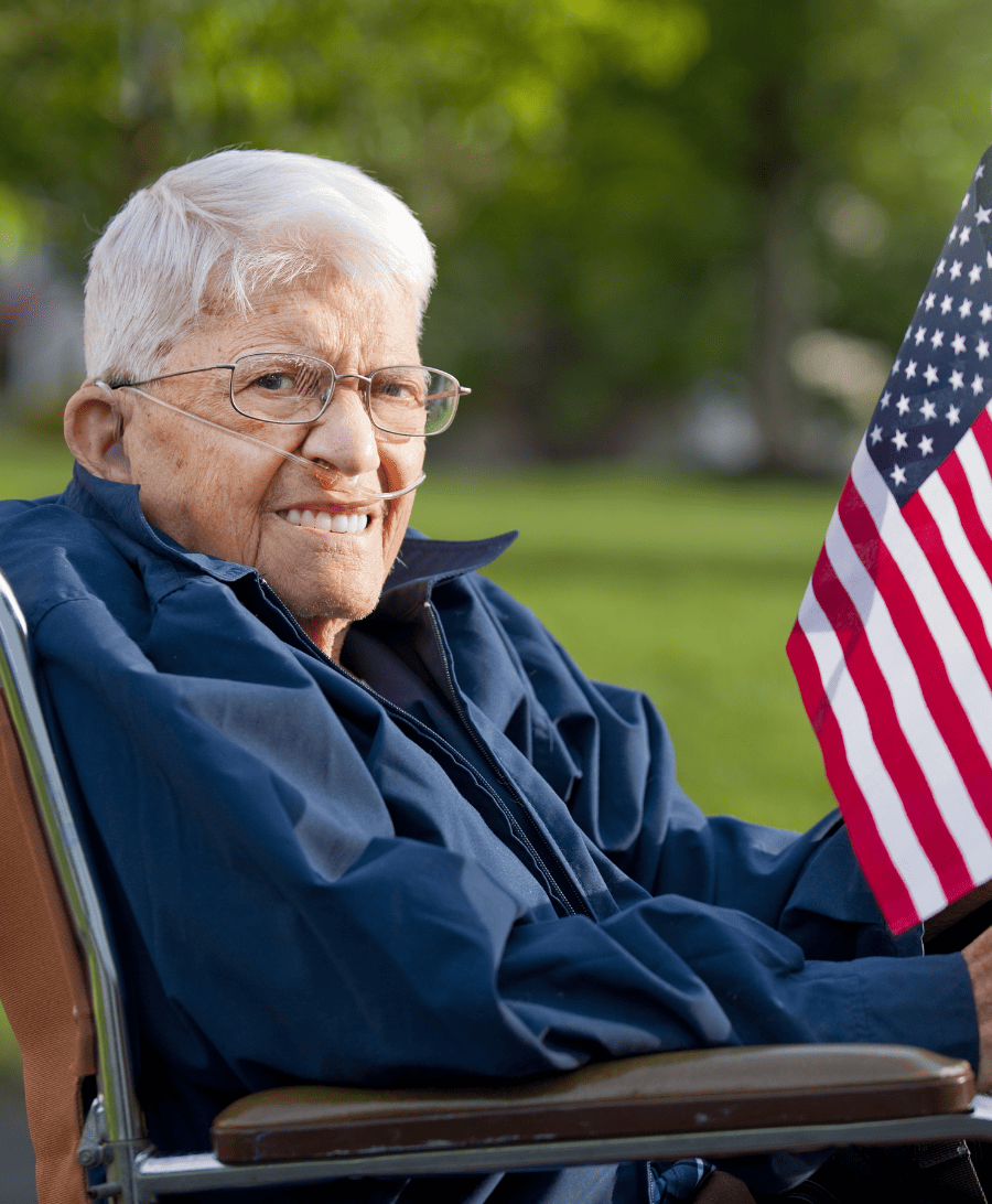 senior veterans sitting on chair