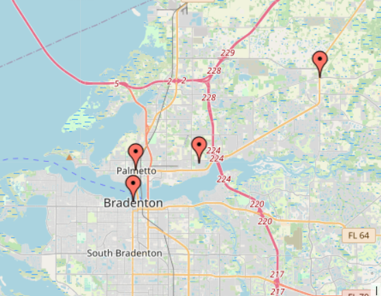 Service Area Map - A Place At Home Palmetto
