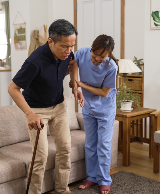 caregiver support person to walk in home