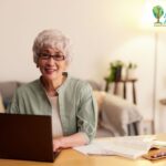 senior work on laptop