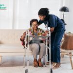 Caregiver providing in-home support to a senior