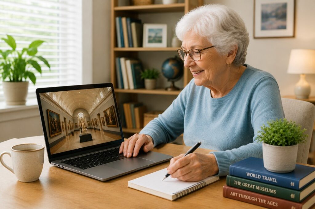 Home office joy with virtual exploration