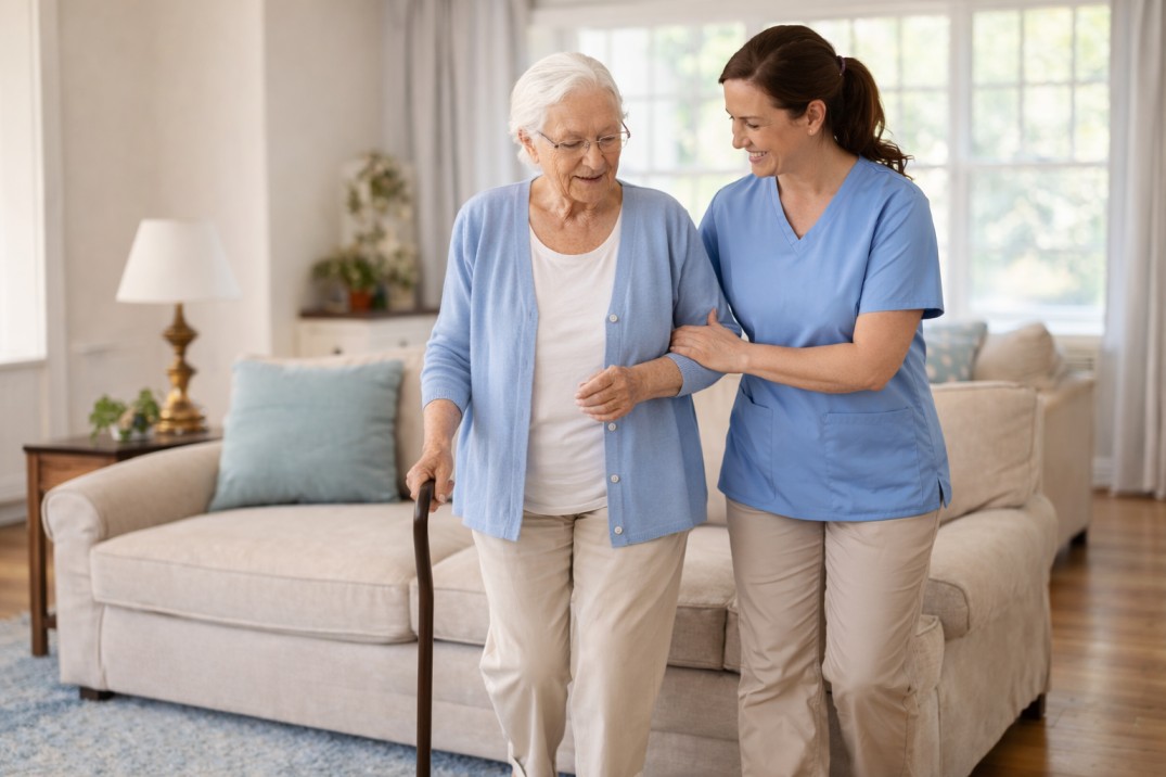 Supporting each step in a bright home