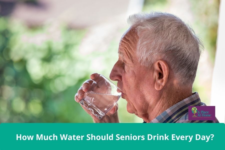 senior man drinking a glass of water for hydration