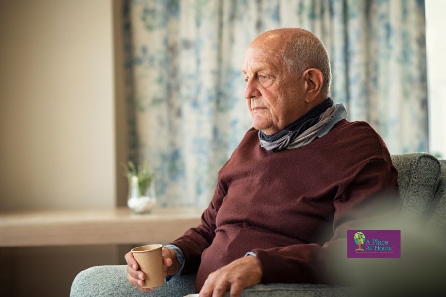 dementia senior man living alone at home