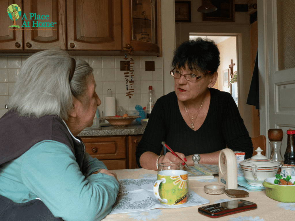 Two women discuss with eachother